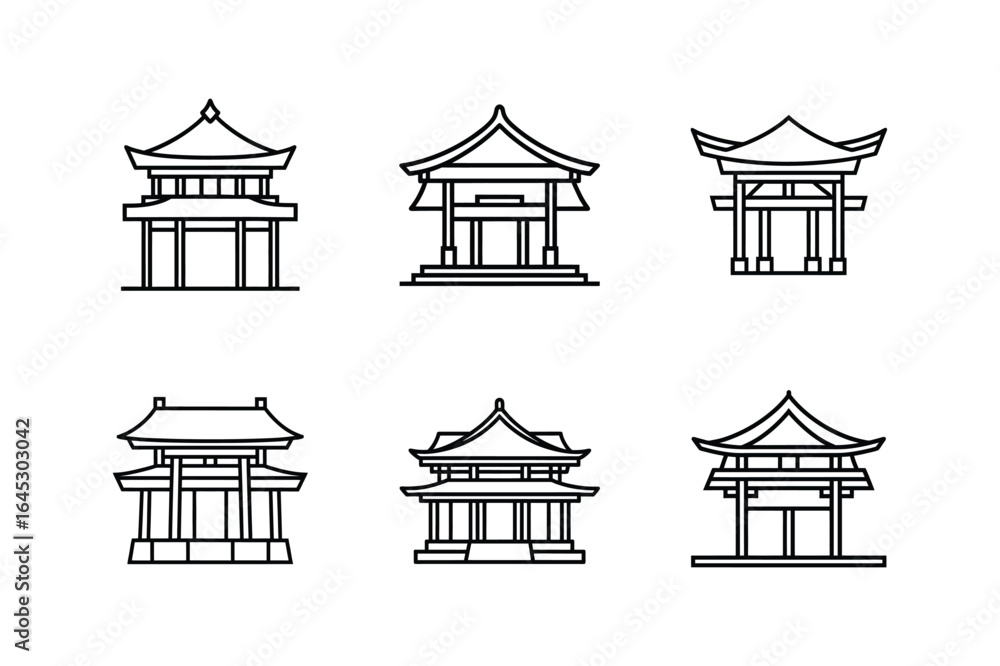 Ταπετσαρία meiji shrine icon line art vector illustration