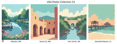 Newton, MA , Santa Fe, NM , Fort Smith, AR , Deerfield Beach, FL  US Poster Collection