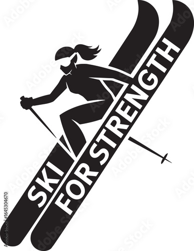 Ski For Strength Silhouette Vector Graphic for Winter Sports and Athletic Prowess