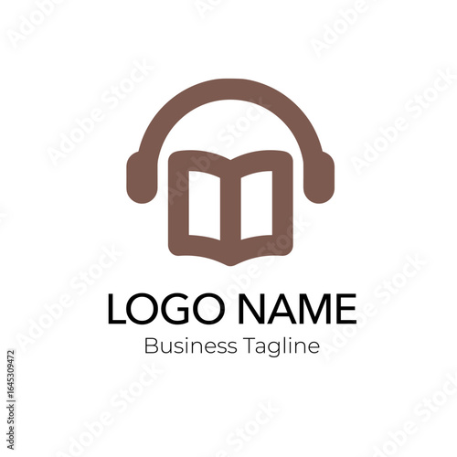 Logo Audiobook Music Vector Design Template