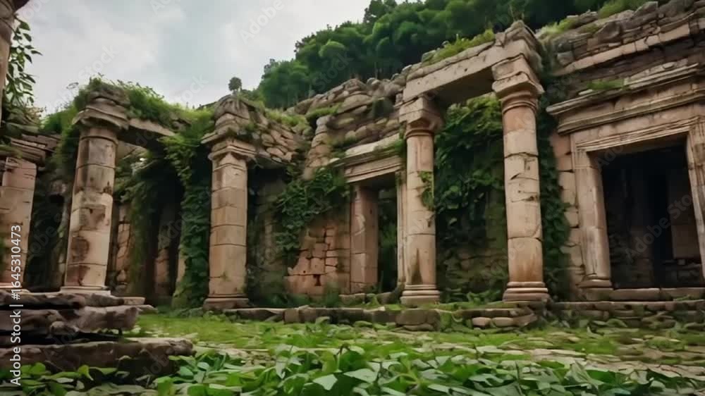 Ancient stone ruins of a historic temple and old architecture Ancient stone ruins of a historic temple and old architecture