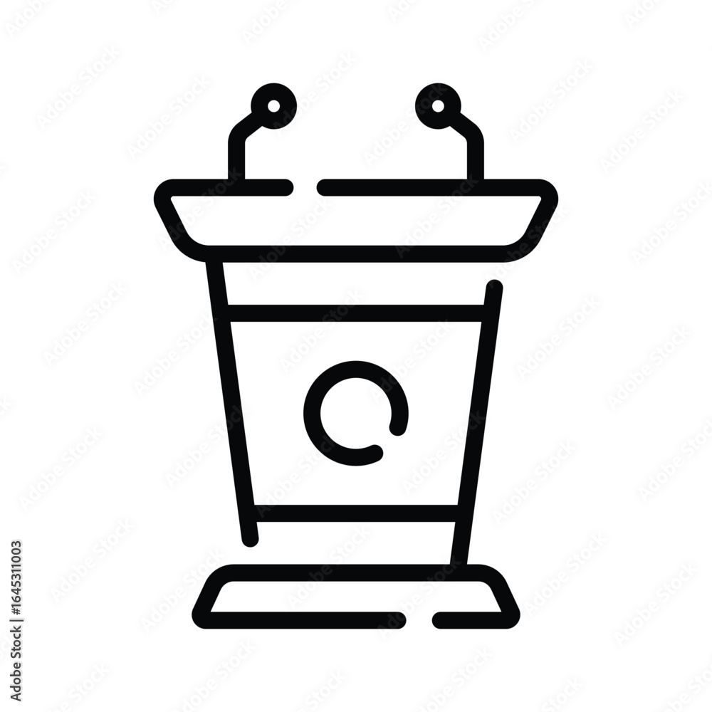 A linear icon depicting public speaking rostrum A linear icon depicting public speaking rostrum