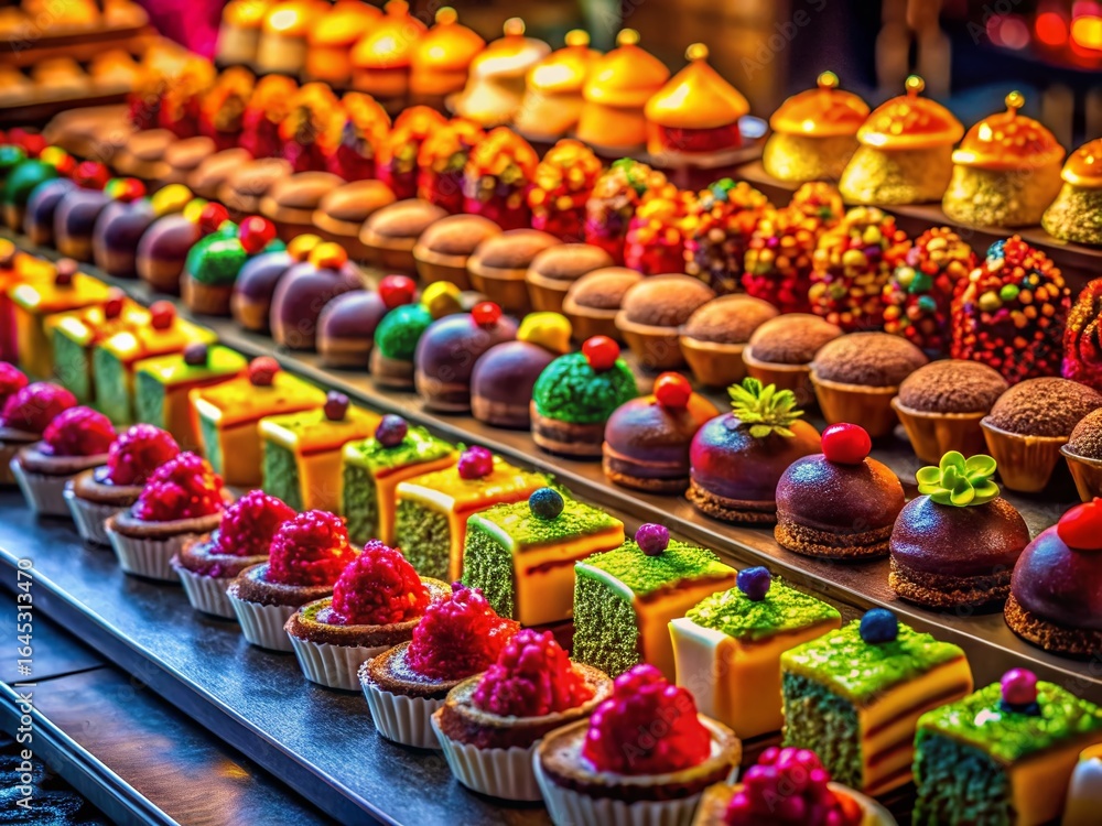 Fototapeta premium Night Photography: Enticing Pastries, Creative Dessert Display