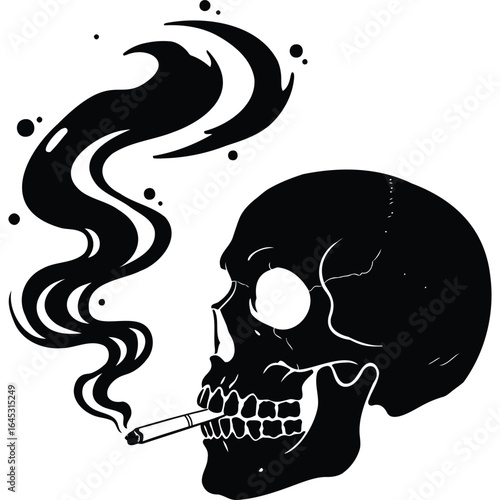 Smoking Skull Symbolic Representation of Mortality and Bad Habits