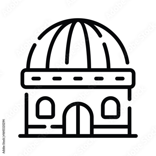Icon showing dome event building in linear style