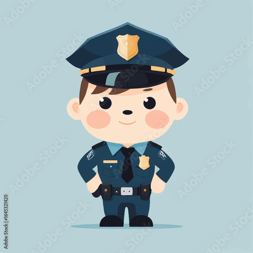 Adorable Flat Style Police Officer Character