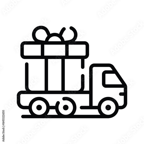 A linear style icon showing gift delivery service