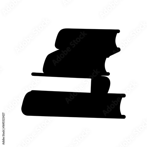 Silhouette of three stacked books creating a sense of knowledge and learning