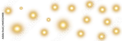 Abstract golden yellow circular blurred bokeh lights for blend overlay, golden beam vector PNG.