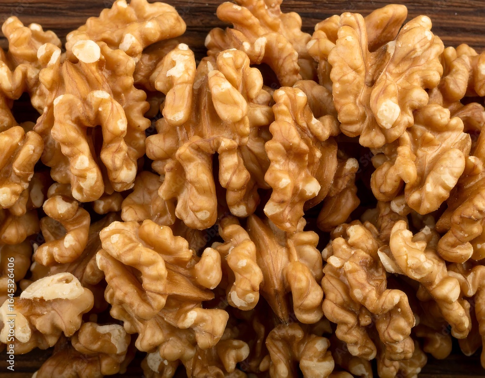 Close-up of walnuts on a wooden board Close-up of walnuts on a wooden board