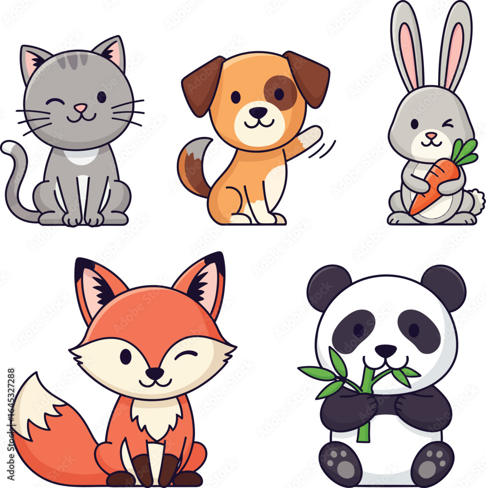 Fototapeta premium Adorable cartoon animals perfect for children's designs & fun