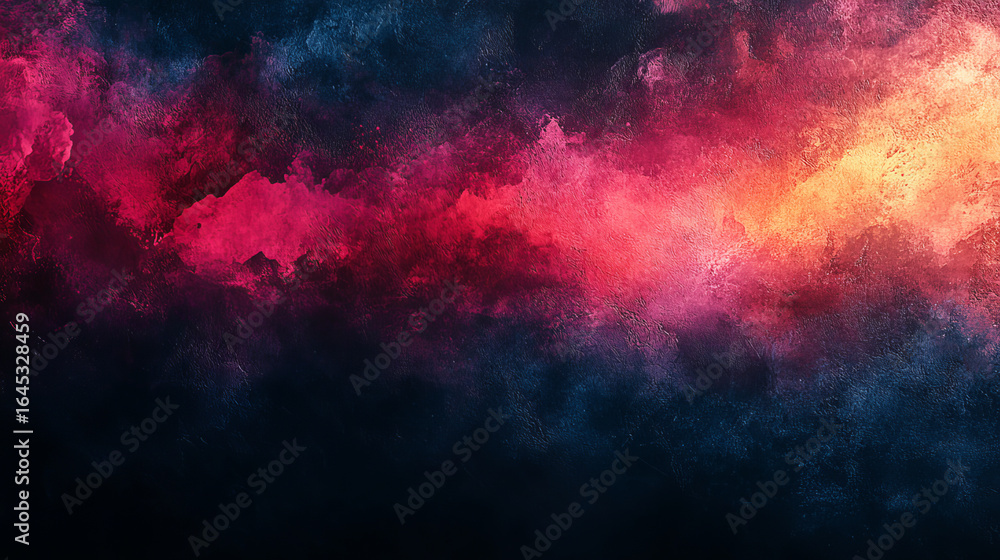 Fototapeta premium Abstract, vibrant cloud-like formations of deep reds, oranges, and blues, blending into a dark background