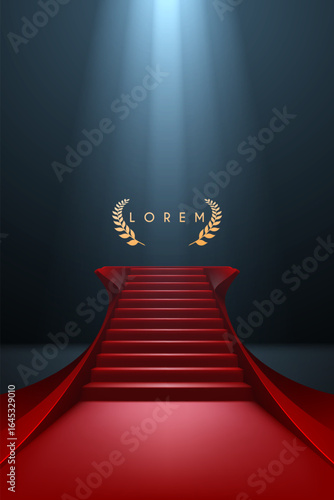 Red stage with stairs and light effect