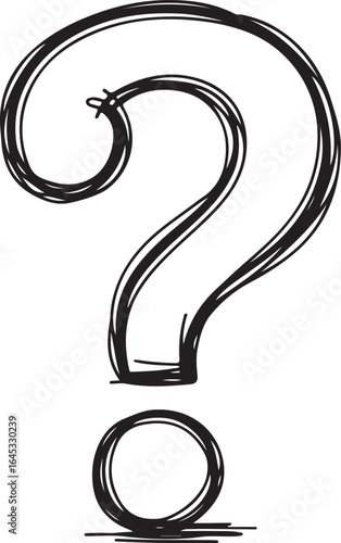 Hand drawn question mark isolated on transparent background