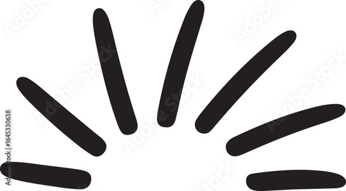 Hand drawn sunburst rays isolated on transparent background