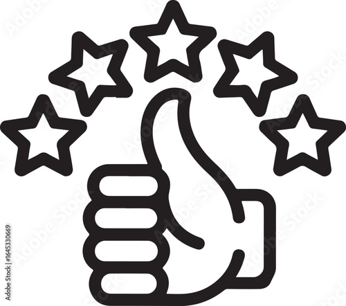 Thumbs up with five stars isolated on transparent background