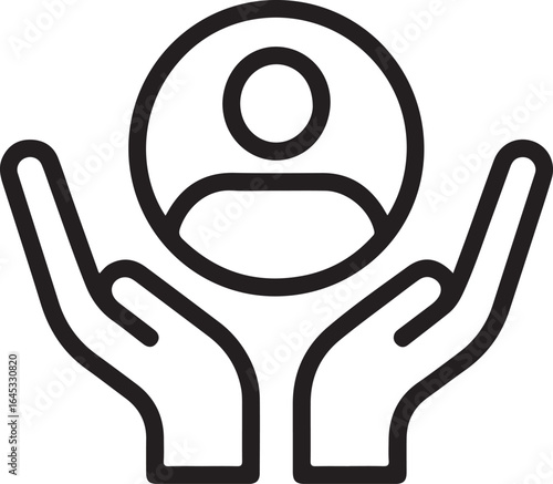 Hands holding person icon isolated on transparent background