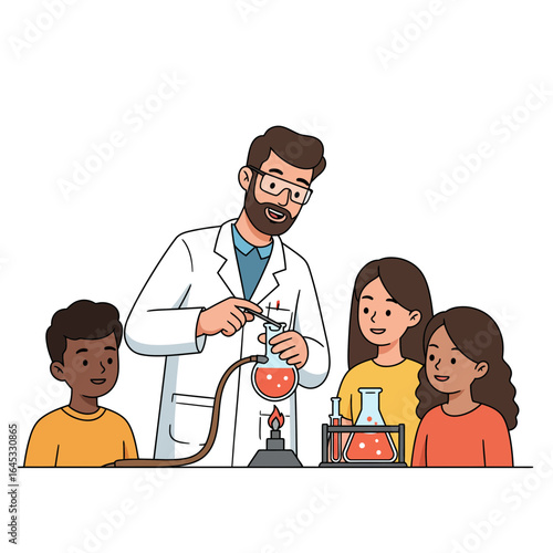 Scientific Expedition: A dedicated educator guides inquisitive students through a captivating science experiment, igniting a passion for discovery.