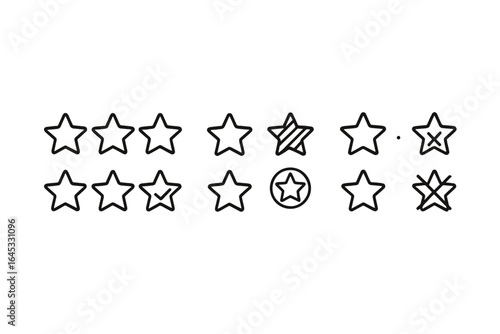 Different star ratings represented with outlined stars, showcasing various scoring levels in a simple design format