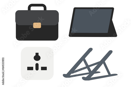 Collection of essential office tools and accessories for remote work setup or professional environment