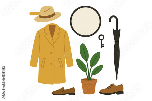 Fashionable elements for a stylish and sophisticated look on a rainy day in the city