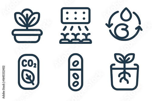 Illustration showing essential components of sustainable plant growth and environmental conservation practices