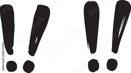 Two hand drawn exclamation marks isolated on transparent background