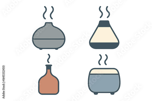 Various diffuser designs emitting soothing scents for relaxation and ambiance creation