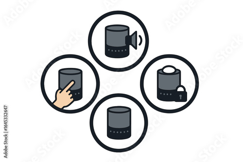 User interacting with smart speaker features in a modern home during daytime