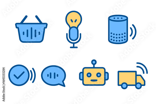 Digital icons representing smart technology and communication tools for modern convenience in everyday life