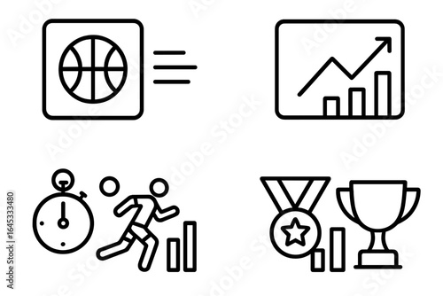 Sports performance metrics and activities showcase athleticism and competition in engaging graphics
