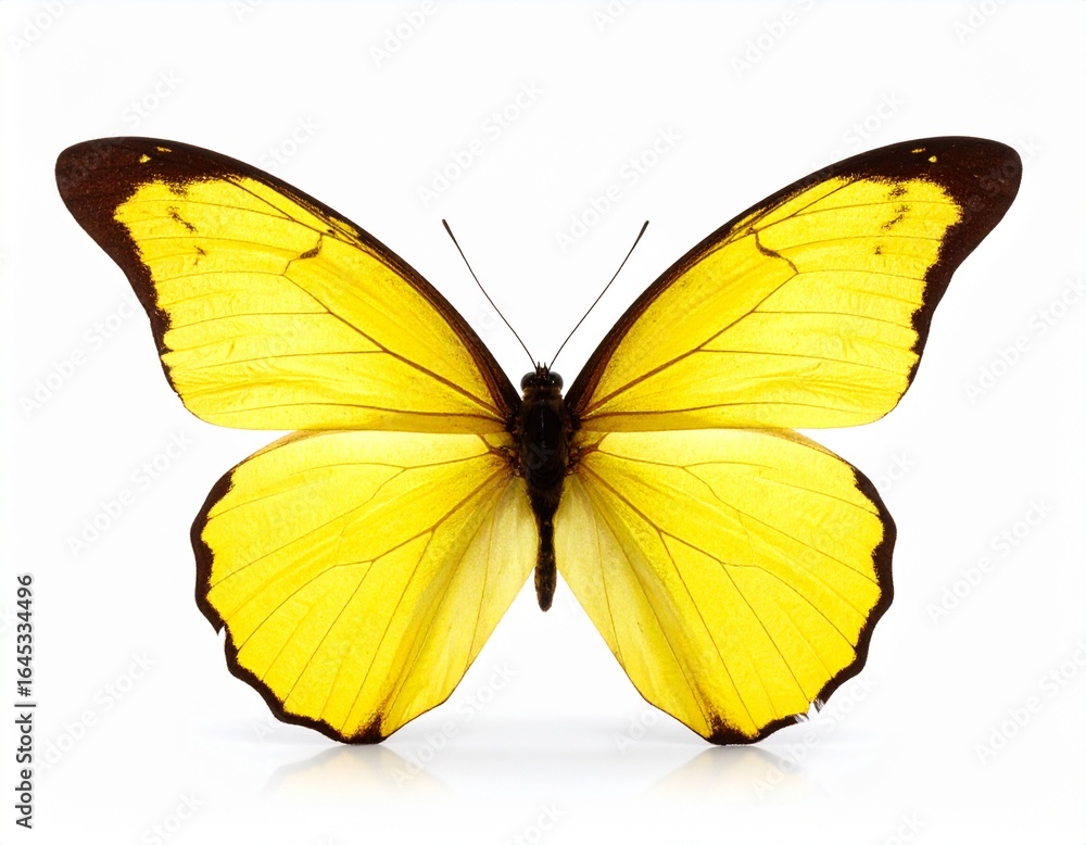 Obraz premium A delicate yellow butterfly with wings spread open