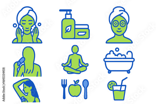 Wellness activities and self-care routines displayed in a colorful graphic for relaxation and rejuvenation