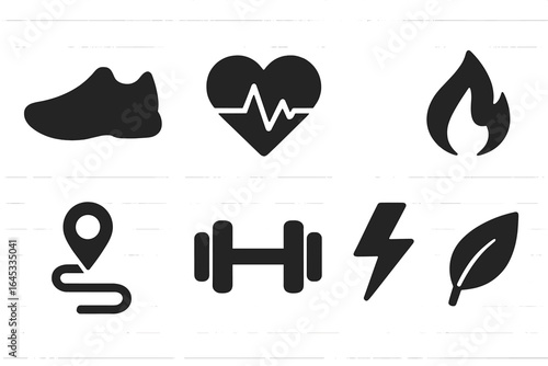 Collection of fitness and health icons representing various aspects of an active lifestyle and wellness