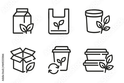 Various eco-friendly packaging options with plant elements promoting sustainability and environmental awareness