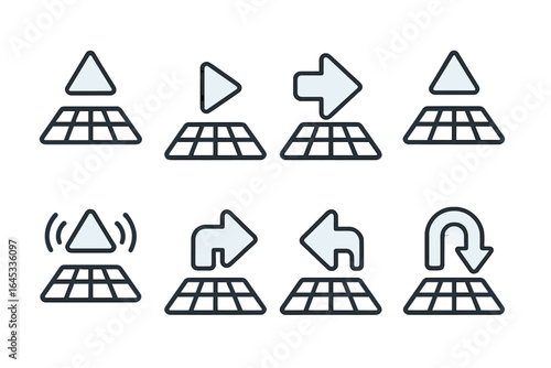 Simple and clear geometric shapes and directional indicators in a modern design layout