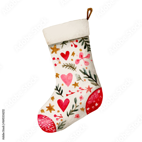 My Watercolor hand-painted Christmas stocking painting illustration isolated on a white background, vector illustration, AI painting design, EPS format design. vector illustration