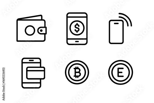 Wallet, smartphone, and digital currency symbols representing modern payment methods and transactions in a digital economy