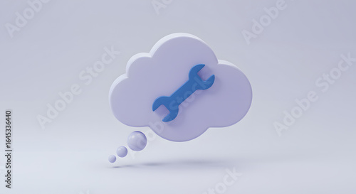 Wallpaper Mural Cloud Computing Settings Concept: 3D Thought Bubble with Wrench Icon. Digital Solutions, IT Support & Maintenance Idea Torontodigital.ca