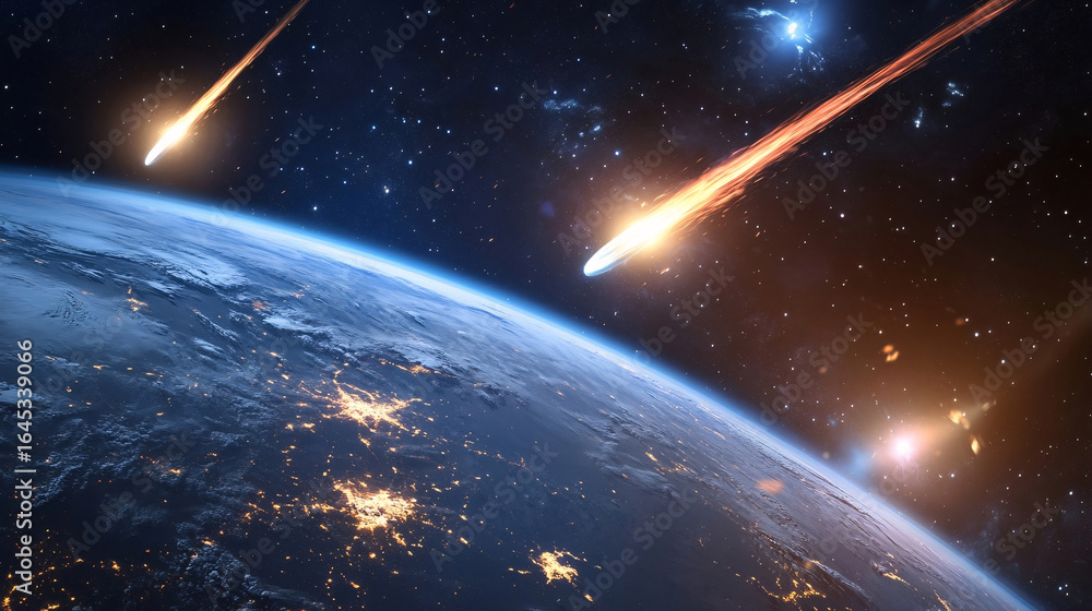 Obraz premium Meteorite impact on the Earth