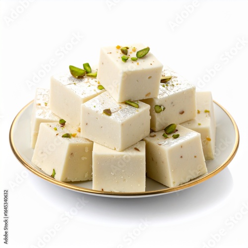 Milk barfi or mawa burfi on white background
