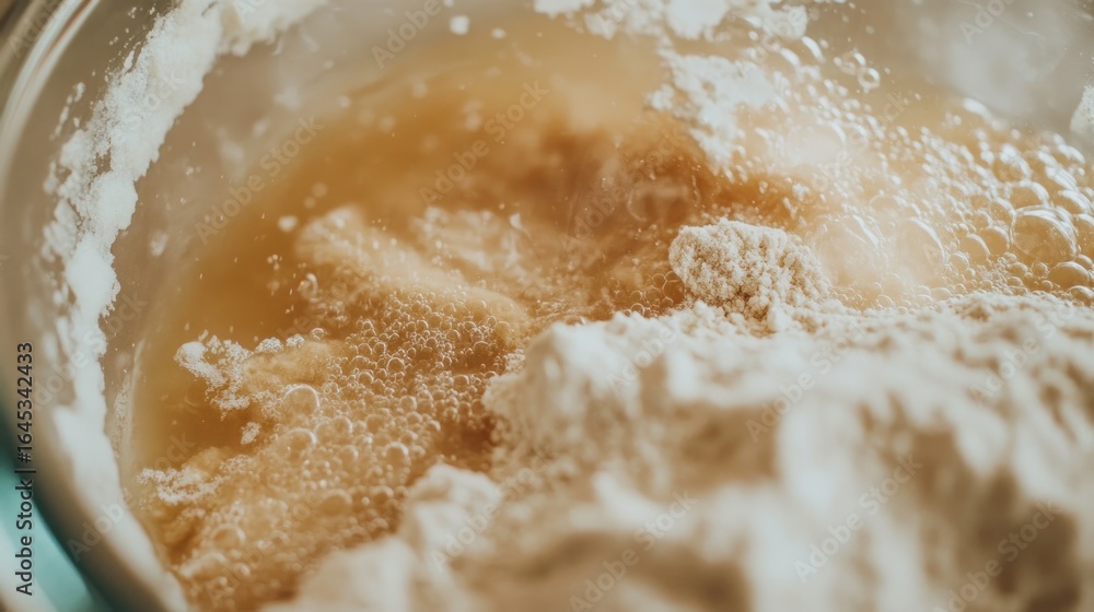 Obraz premium Mixing dough in a bowl