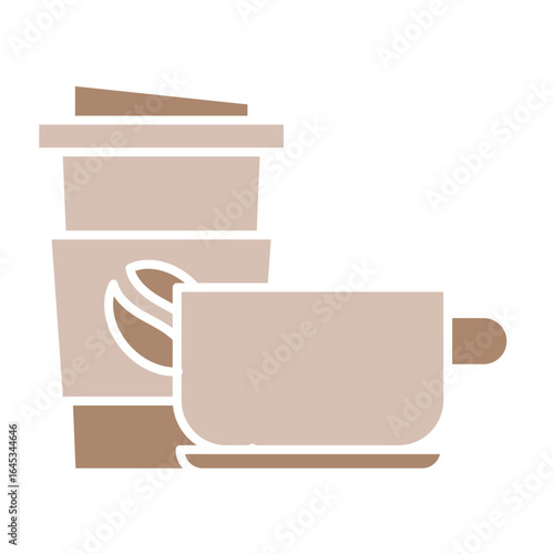 Coffee and Tea. Beans, hot cocktail, Espresso cup, cappuccino with whipped cream line icons.