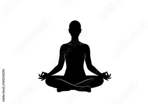 Silhouette of Woman in Lotus Position Meditating