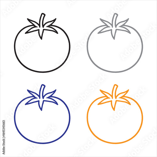 Colorful tomato line art set on white background