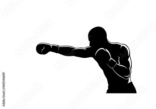 Silhouette of a Boxer Throwing a Punch with Gloves