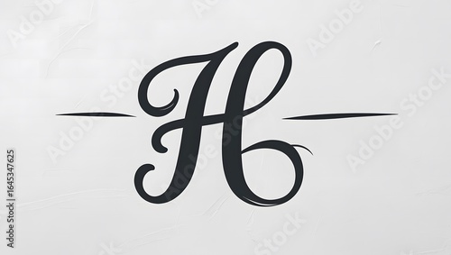 Elegant Calligraphy Capital Letter 'H' Design with Decorative Swirls – A Sophisticated and Timeless Monogram Alphabet Initial for Creative Branding and Graphic Projects.