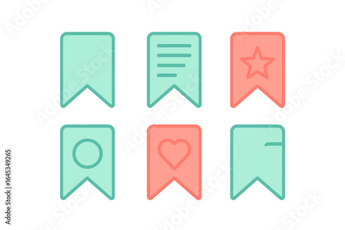 Decorative bookmarks in pastel colors designed for reading and organizing with various shapes and symbols