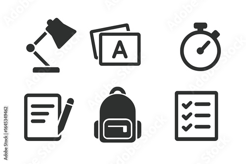 Workspace essentials for students and professionals featuring desk lamp, backpack, and study materials at home