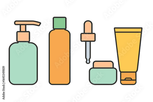 Various skincare products displayed on a clean background showcasing natural colors and organic shapes for a soothing aesthetic